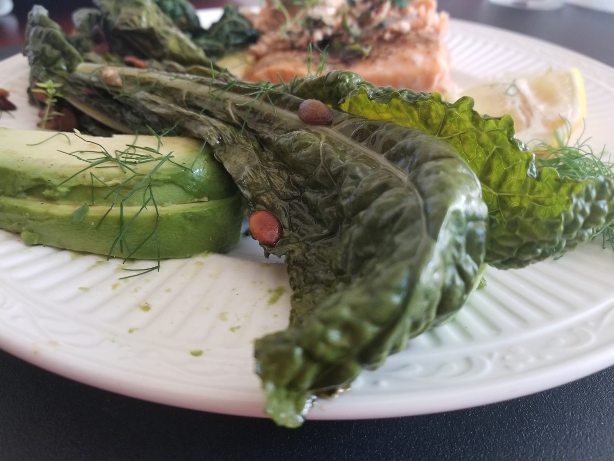 Salmon Kale Braised Sunflower Seeds & Avocado