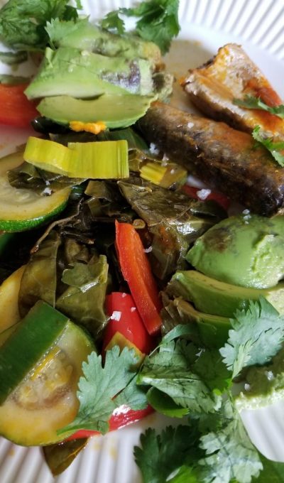 Sardines sauteed with Garlic Lemon Veggies